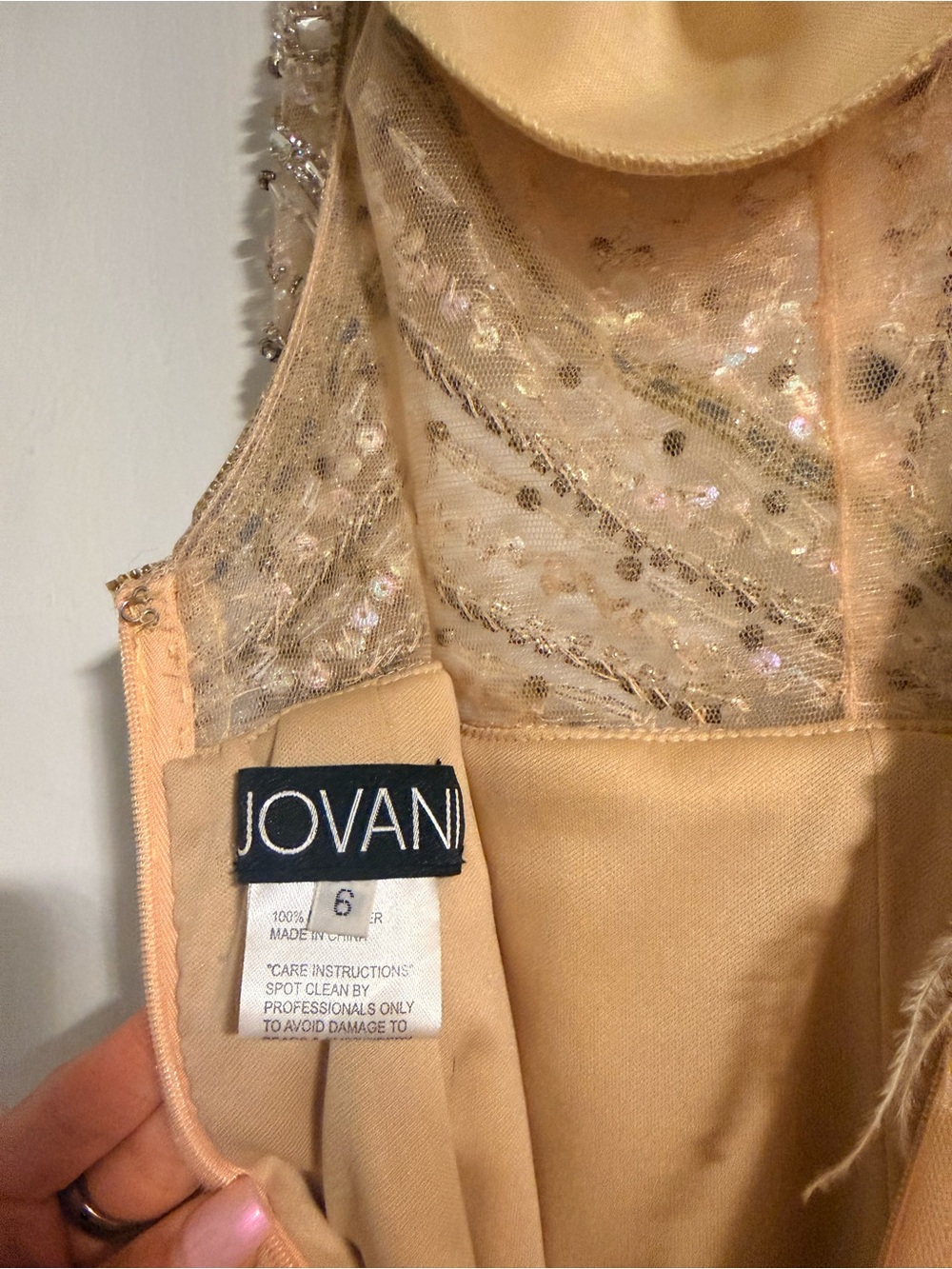 Jovani Sequined Lace Evening Dress - Champagne - Picture 3 of 3